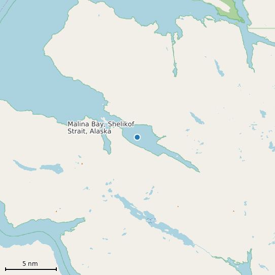 Map of Malina Bay, Shelikof Strait, Alaska Tide Prediction Station