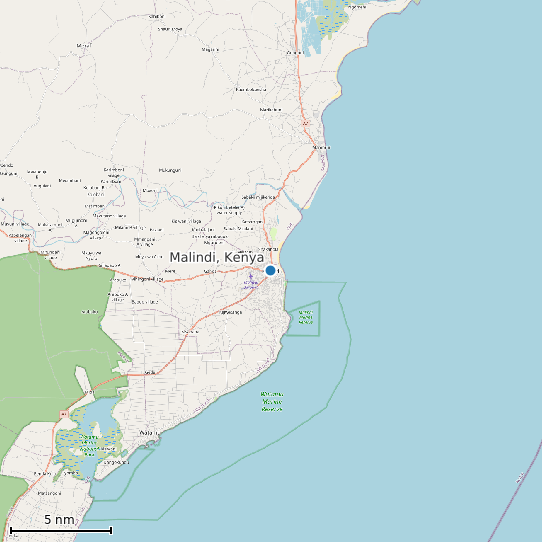 Map of Malindi, Kenya Tide Prediction Station