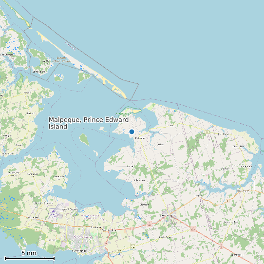 Map of Malpeque, Prince Edward Island Tide Prediction Station