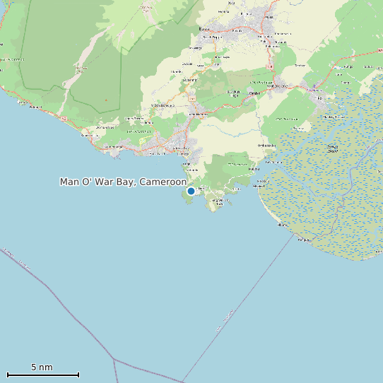 Map of Man O' War Bay, Cameroon Tide Prediction Station