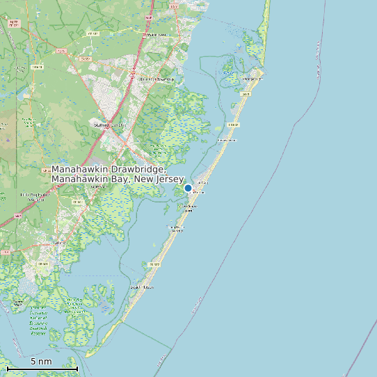 Map of Manahawkin Drawbridge, Manahawkin Bay, New Jersey Tide Prediction Station