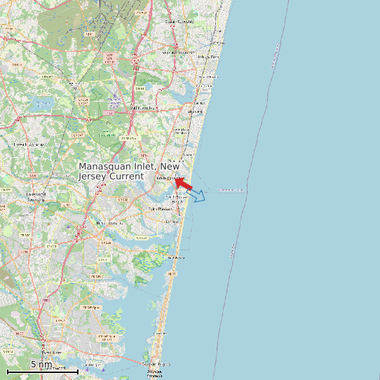 Map of Manasquan Inlet, New Jersey Current Prediction Station