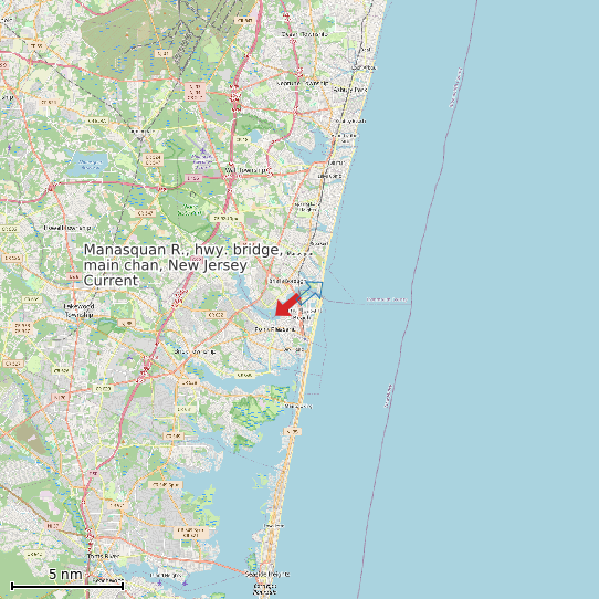 Map of Manasquan R., hwy. bridge, main chan, New Jersey Current Prediction Station