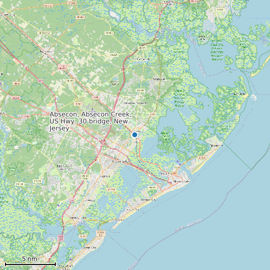Map of Absecon, Absecon Creek, US Hwy. 30 bridge, New Jersey Tide Prediction Station