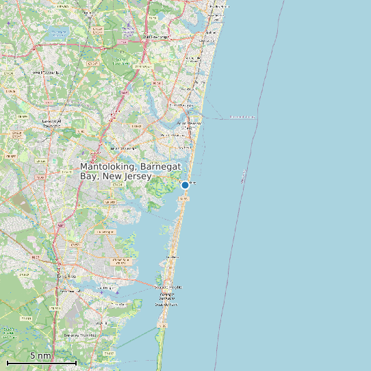 Map of Mantoloking, Barnegat Bay, New Jersey Tide Prediction Station