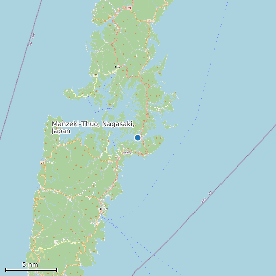 Map of Manzeki-Thuo, Nagasaki, Japan Tide Prediction Station