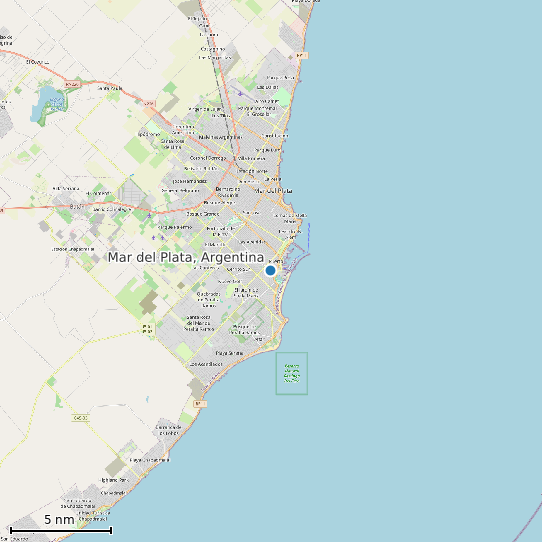 Map of Mar del Plata, Argentina Tide Prediction Station