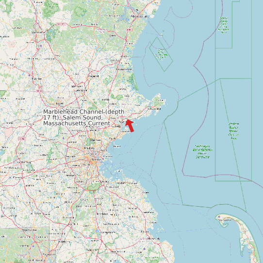 Map of Marblehead Channel (depth 17 ft), Salem Sound, Massachusetts Current Prediction Station