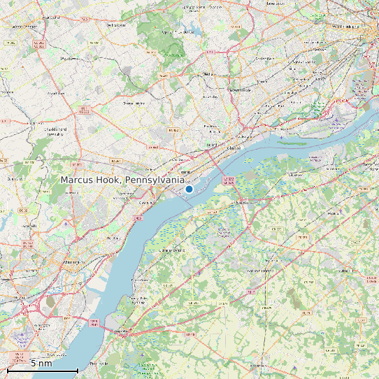 Map of Marcus Hook, Pennsylvania Tide Prediction Station