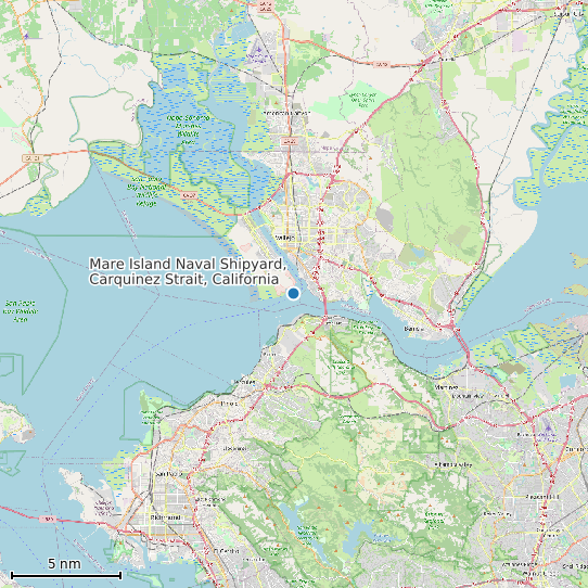 Map of Mare Island Naval Shipyard, Carquinez Strait, California Tide Prediction Station