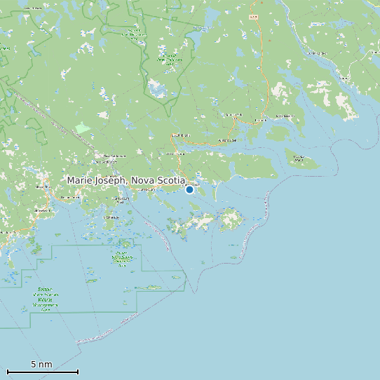 Map of Marie Joseph, Nova Scotia Tide Prediction Station