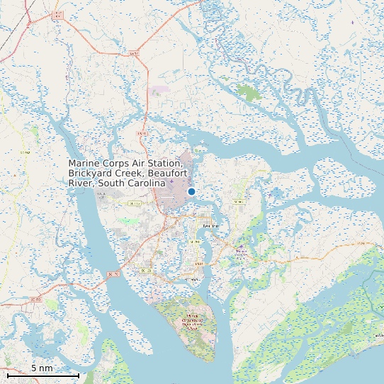 Map of Marine Corps Air Station, Brickyard Creek, Beaufort River, South Carolina Tide Prediction Station
