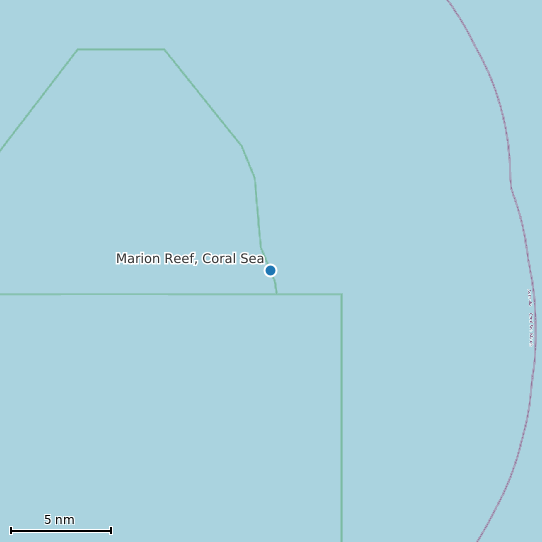 Map of Marion Reef, Coral Sea Tide Prediction Station