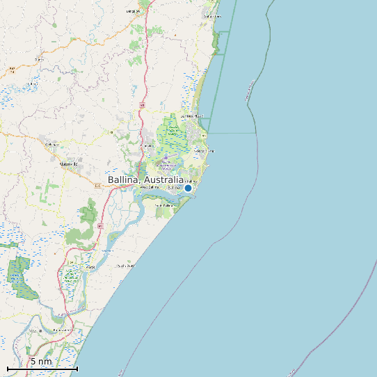 Map of Ballina, Australia Tide Prediction Station