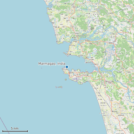 Map of Marmagao, India Tide Prediction Station