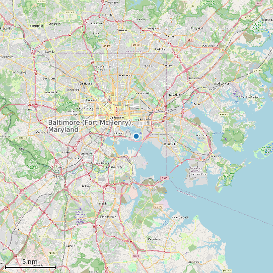Map of Baltimore (Fort McHenry), Maryland Tide Prediction Station