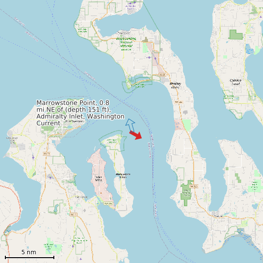 Map of Marrowstone Point, 0.8 mi NE of (depth 151 ft), Admiralty Inlet, Washington Current Prediction Station