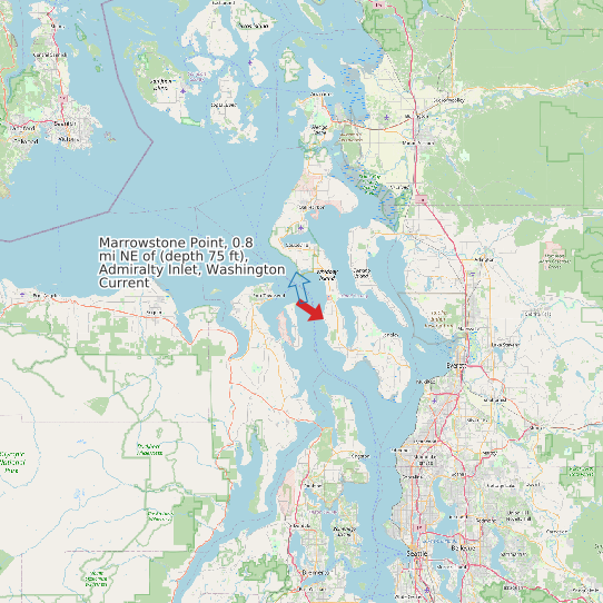 Marrowstone Point, 0.8 mi NE of (depth 75 ft), Admiralty Inlet, Washington Current map