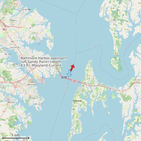Map of Baltimore Harbor approach (off Sandy Point) (depth 43 ft), Maryland Current Prediction Station