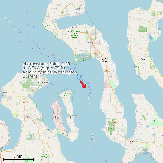 Map of Marrowstone Point, 1.65 mi NE of (depth 79 ft), Admiralty Inlet, Washington Current Prediction Station