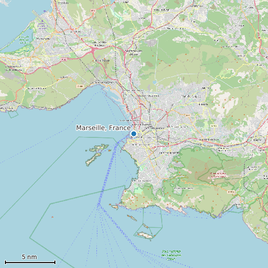 Map of Marseille, France Tide Prediction Station