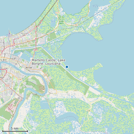 Map of Martello Castle, Lake Borgne, Louisiana Tide Prediction Station