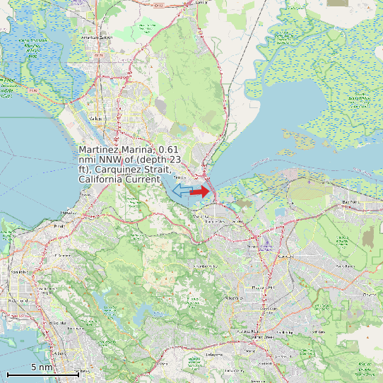Map of Martinez Marina, 0.61 nmi NNW of (depth 23 ft), Carquinez Strait, California Current Prediction Station