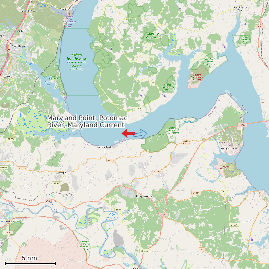 Map of Maryland Point, Potomac River, Maryland Current Prediction Station