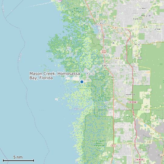 Map of Mason Creek, Homosassa Bay, Florida Tide Prediction Station