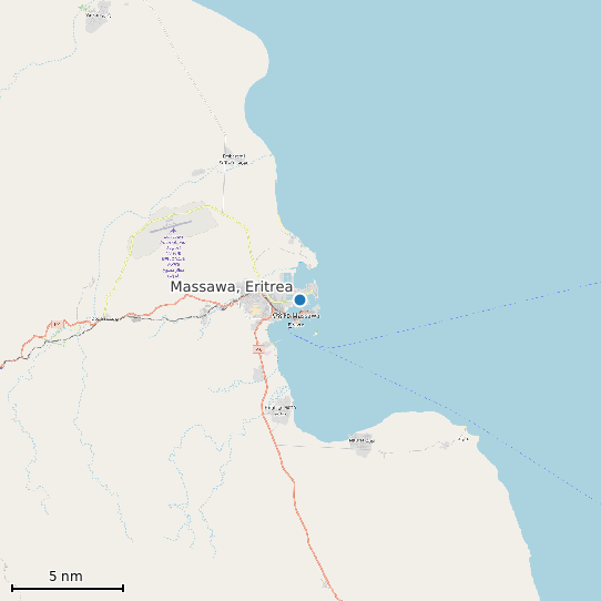 Map of Massawa, Eritrea Tide Prediction Station