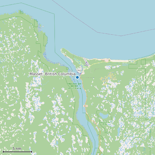 Map of Masset, British Columbia Tide Prediction Station