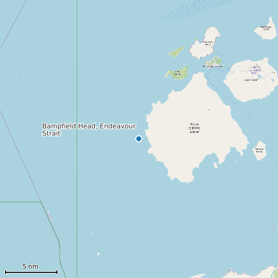 Map of Bampfield Head, Endeavour Strait Tide Prediction Station