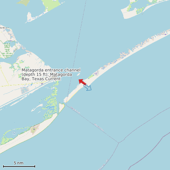 Map of Matagorda entrance channel (depth 15 ft), Matagorda Bay, Texas Current Prediction Station
