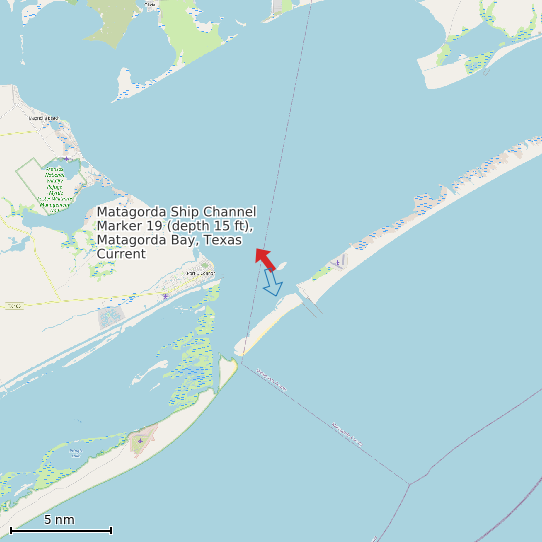 Map of Matagorda Ship Channel Marker 19 (depth 15 ft), Matagorda Bay, Texas Current Prediction Station
