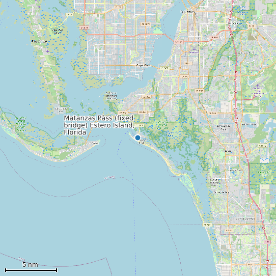 Map of Matanzas Pass (fixed bridge) Estero Island, Florida Tide Prediction Station