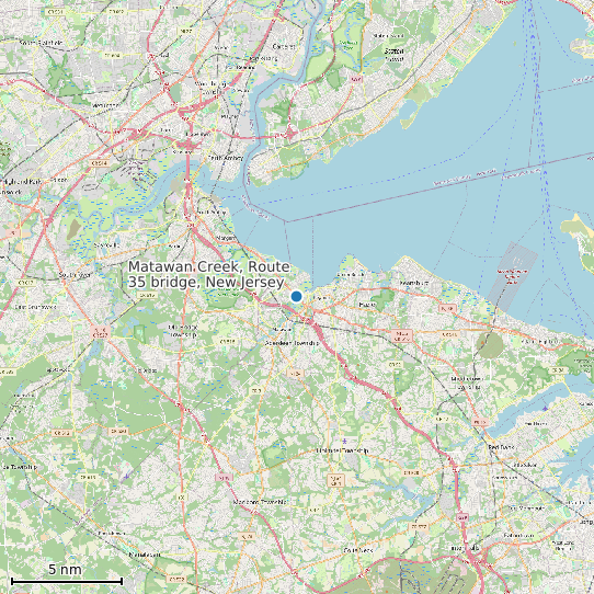 Map of Matawan Creek, Route 35 bridge, New Jersey Tide Prediction Station