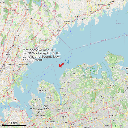Map of Matinecock Point, 0.7 mi NNW of (depth 15 ft), Long Island Sound, New York Current Prediction Station