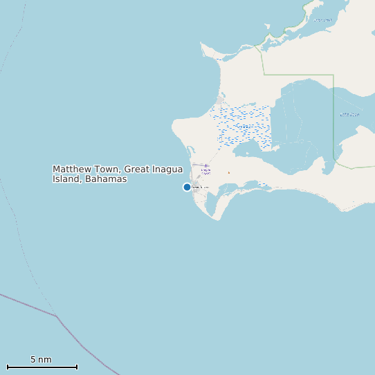 Map of Matthew Town, Great Inagua Island, Bahamas Tide Prediction Station