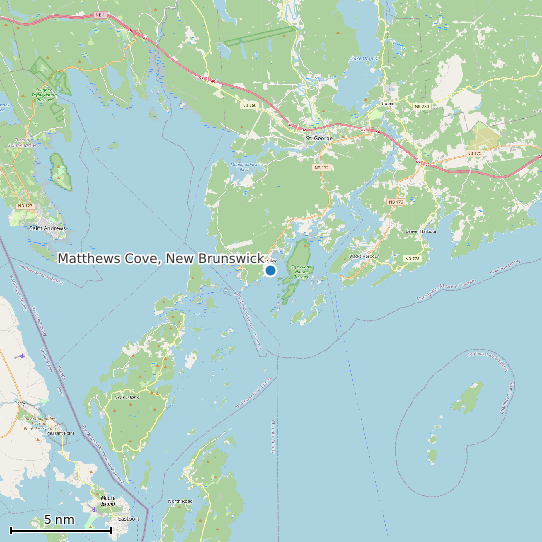 Map of Matthews Cove, New Brunswick Tide Prediction Station