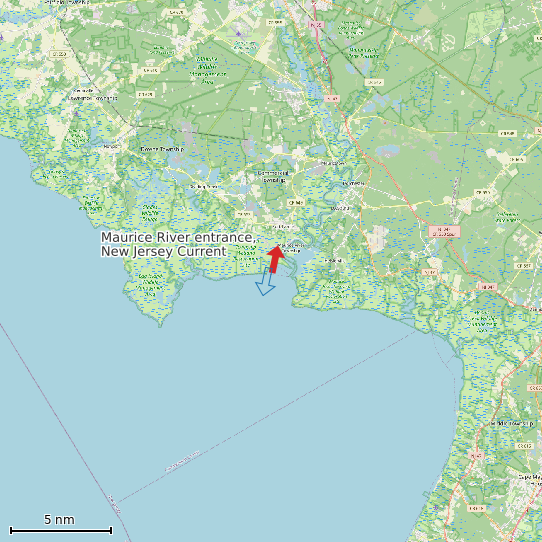 Map of Maurice River entrance, New Jersey Current Prediction Station