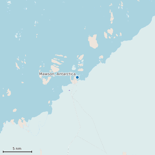 Map of Mawson, Antarctica Tide Prediction Station