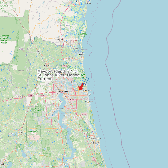 Mayport (depth 27 ft), St. Johns River, Florida Current map