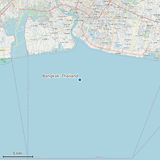 Map of Bangkok, Thailand Tide Prediction Station
