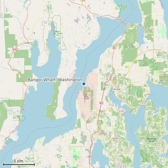Map of Bangor Wharf, Washington Tide Prediction Station
