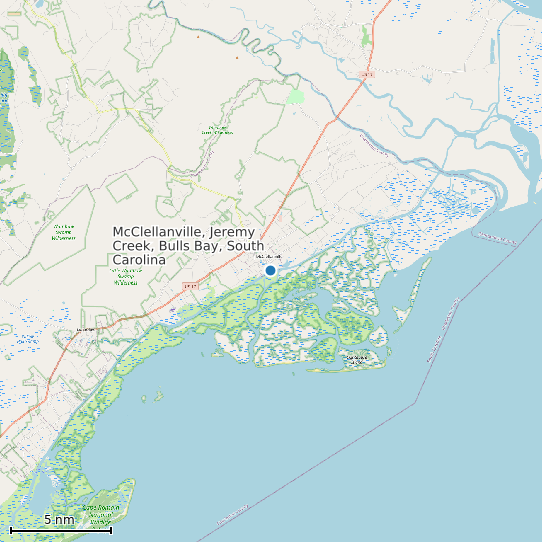 Map of McClellanville, Jeremy Creek, Bulls Bay, South Carolina Tide Prediction Station