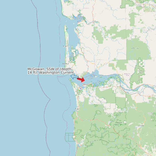 Map of McGowan, SSW of (depth 14 ft), Washington Current Prediction Station