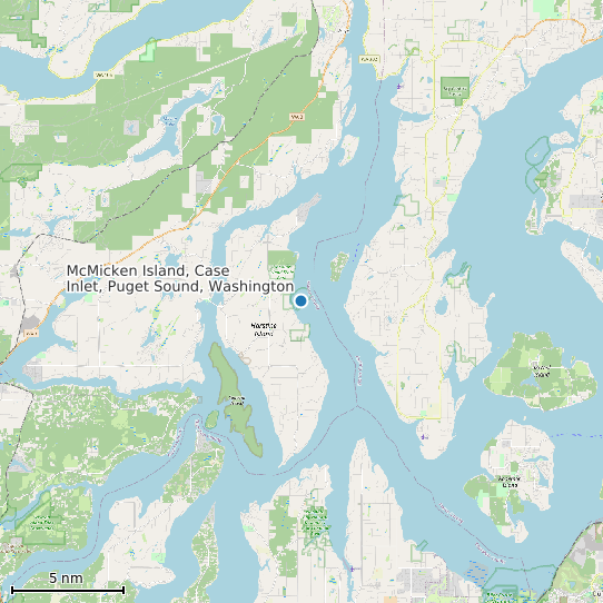 Map of McMicken Island, Case Inlet, Puget Sound, Washington Tide Prediction Station