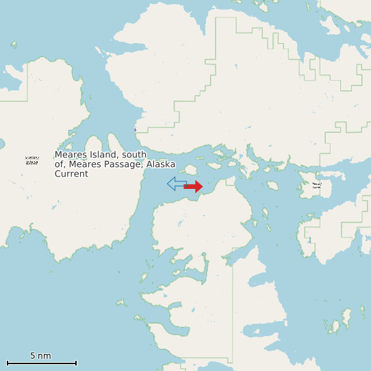 Map of Meares Island, south of, Meares Passage, Alaska Current Prediction Station