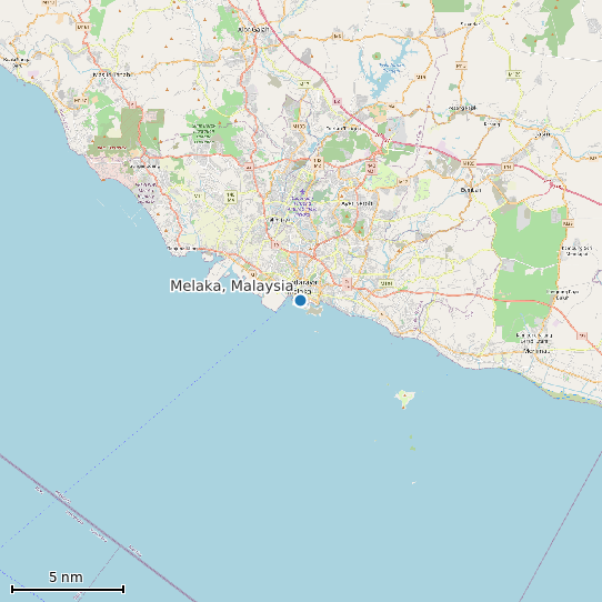 Map of Melaka, Malaysia Tide Prediction Station