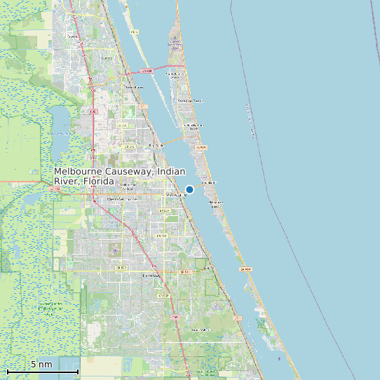 Map of Melbourne Causeway, Indian River, Florida Tide Prediction Station